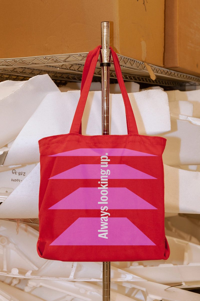 Red Tote Bag with Text