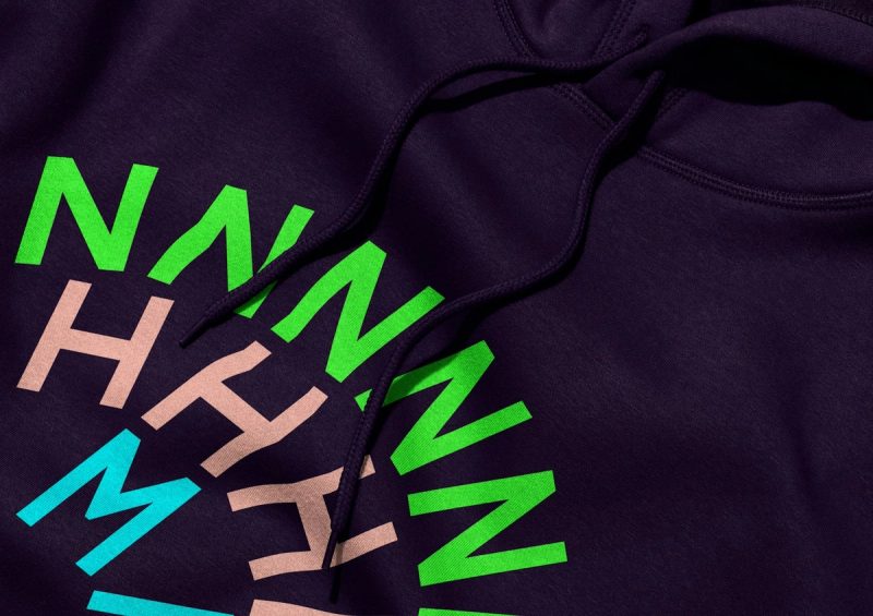 Navy Hoodie with Brand Typography