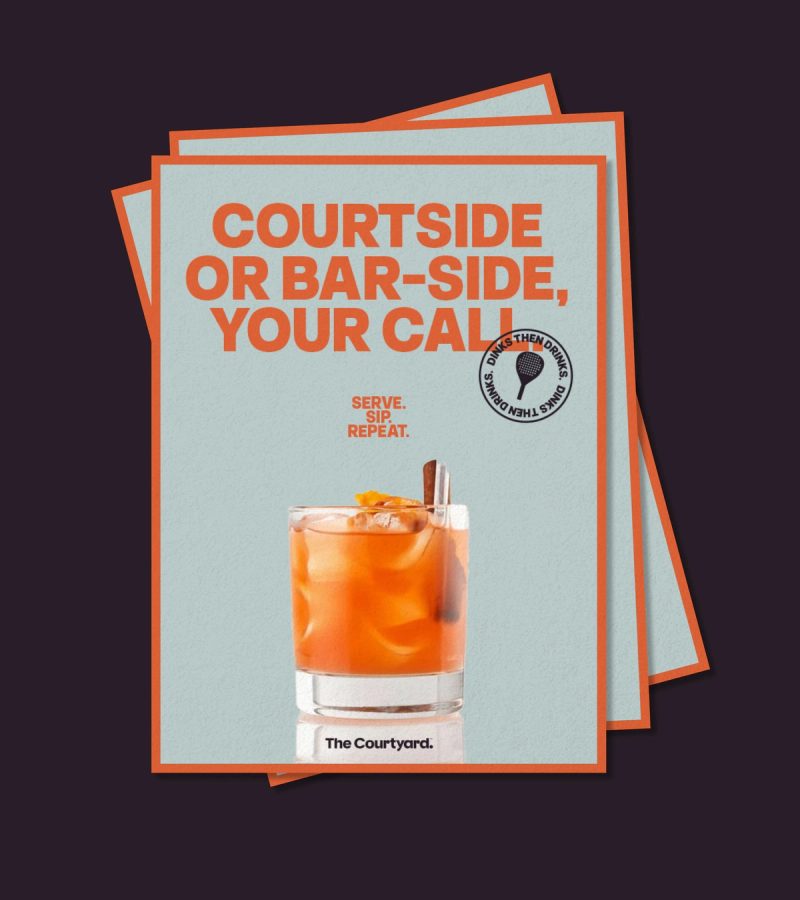 Courtside or bar-side poster stack