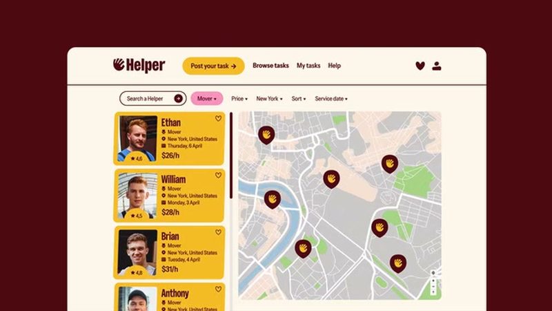 Helper Web: Map search, brand identity by Alexis Métayer