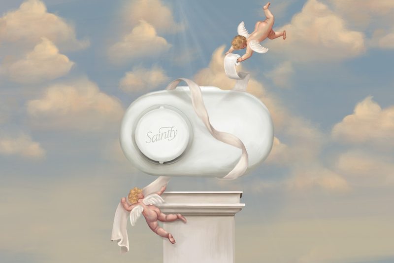 Dispenser with cherubs