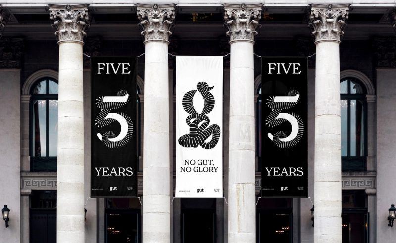 Anniversary Banners on Building Columns