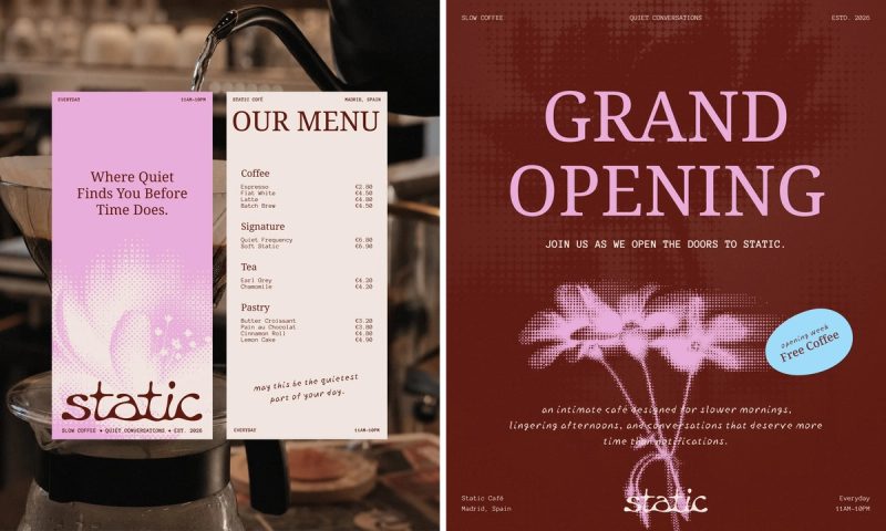 Menu board and Grand Opening poster