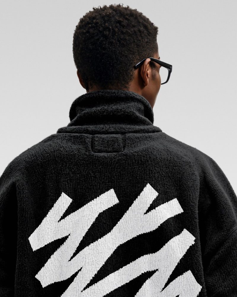 Black Fleece with Diagonal Stripe Graphic