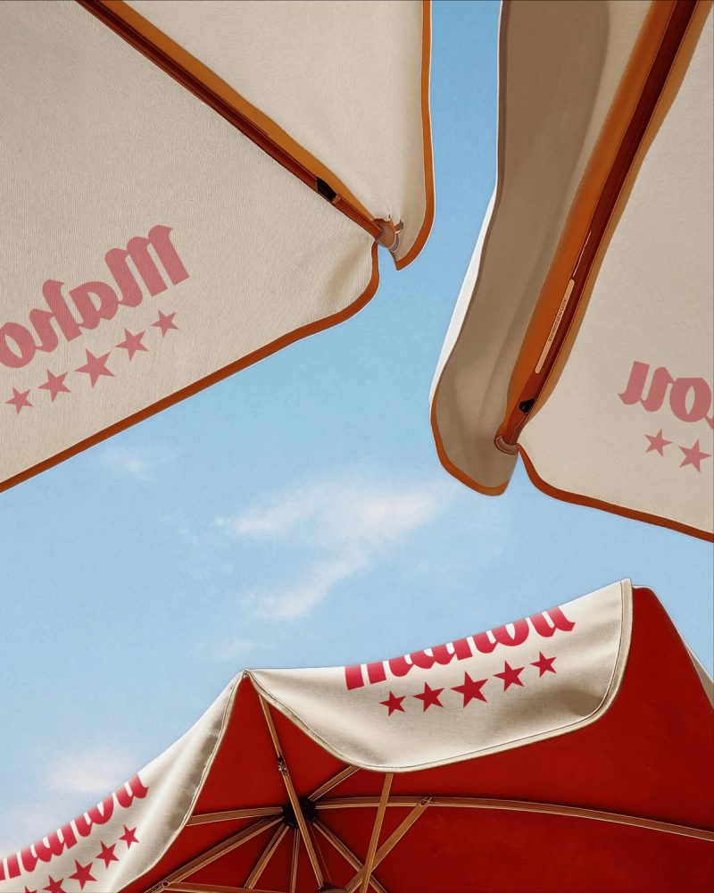 Patio umbrellas from below