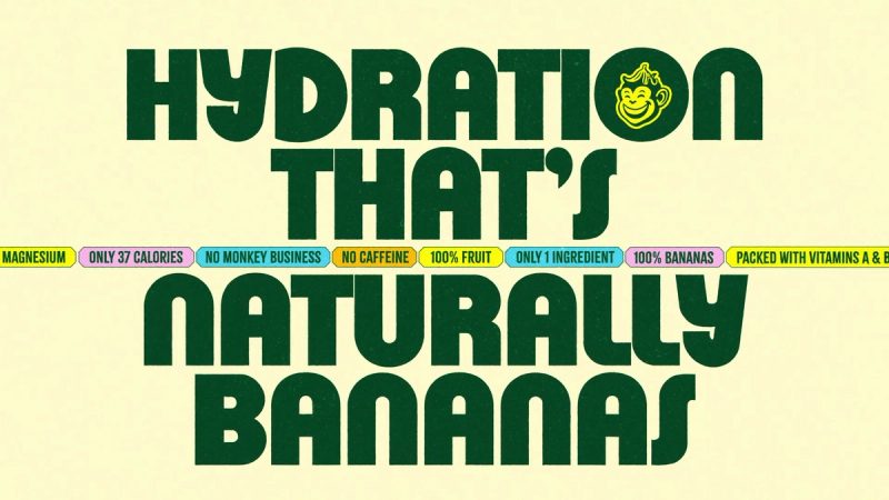 Banam Typography: Kinetic headline Hydration That's Naturally Bananas, 2026 brand identity by White Bear