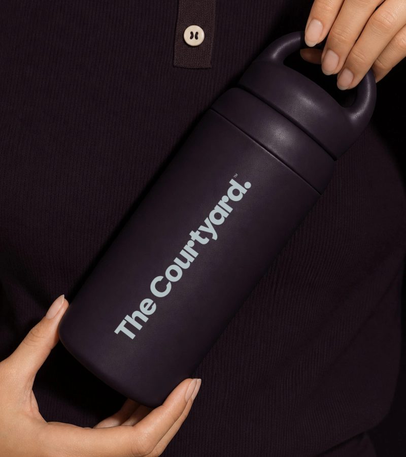 Dark reusable water bottle
