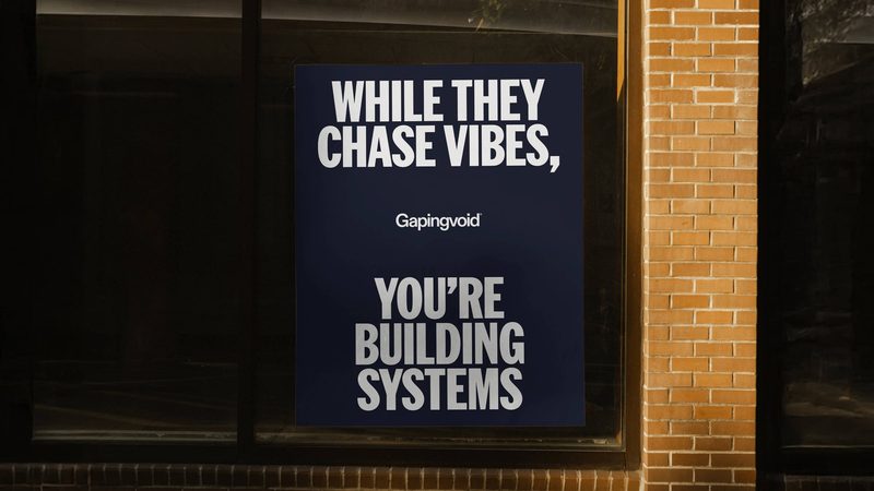Window poster at night
