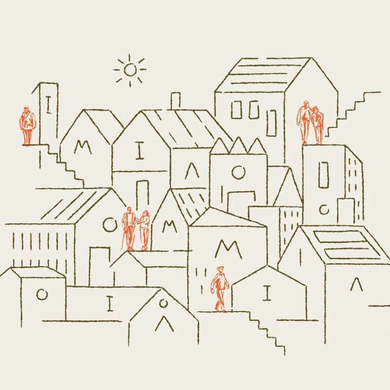 Village community illustration cover