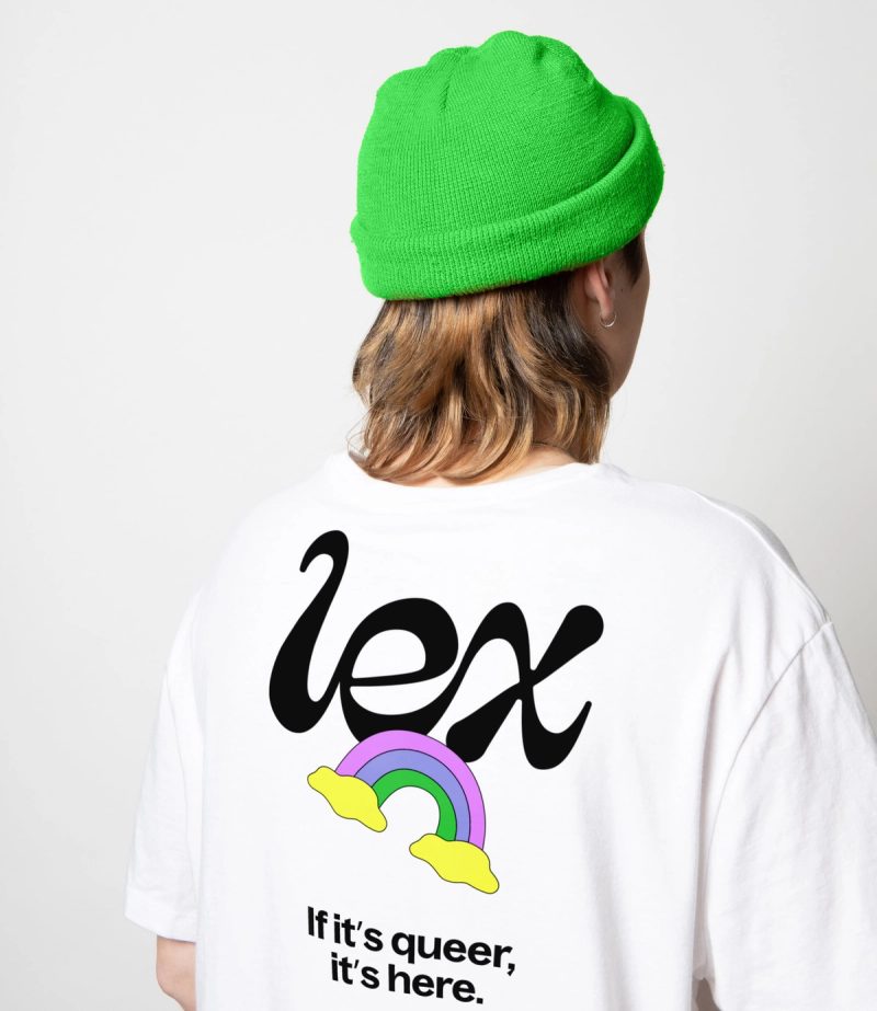 White T-Shirt with Rainbow Graphic