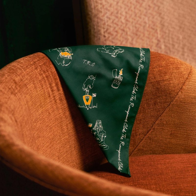 Illustrated silk bandana