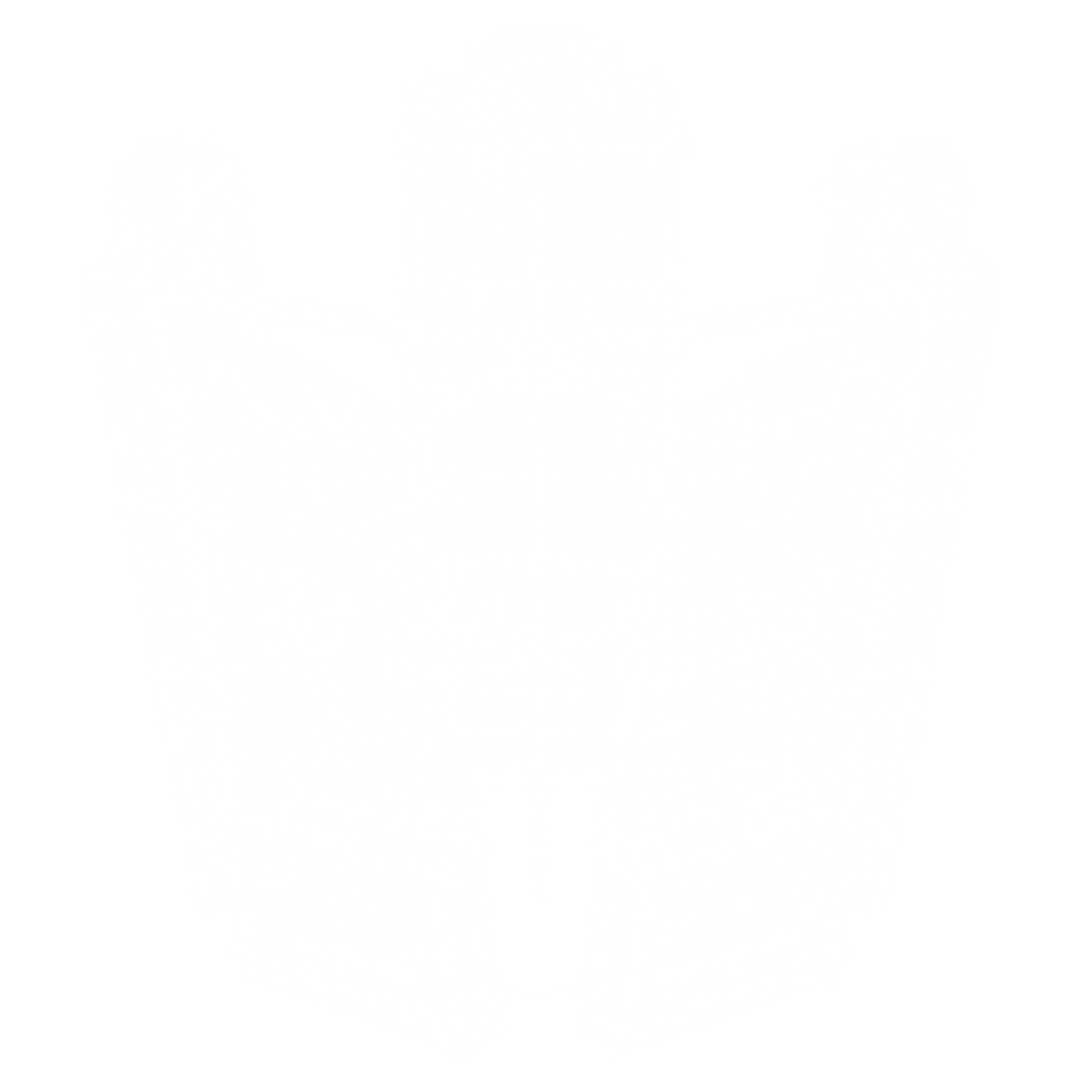White wireframe of the three speaker towers on black, seen from above with the truss bridges meeting in the centre.