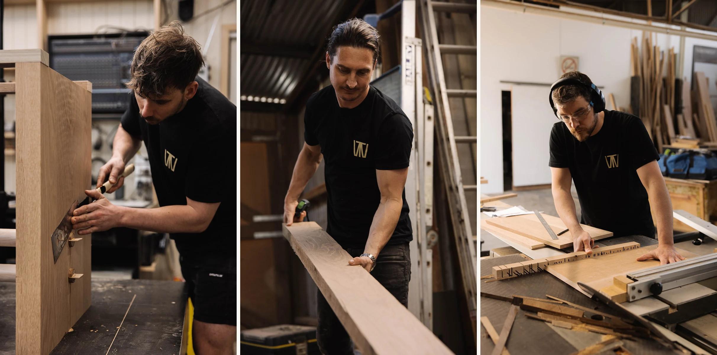 Heath, Jordan and Cory at work in the Timberwolf Design workshop in Henley Beach