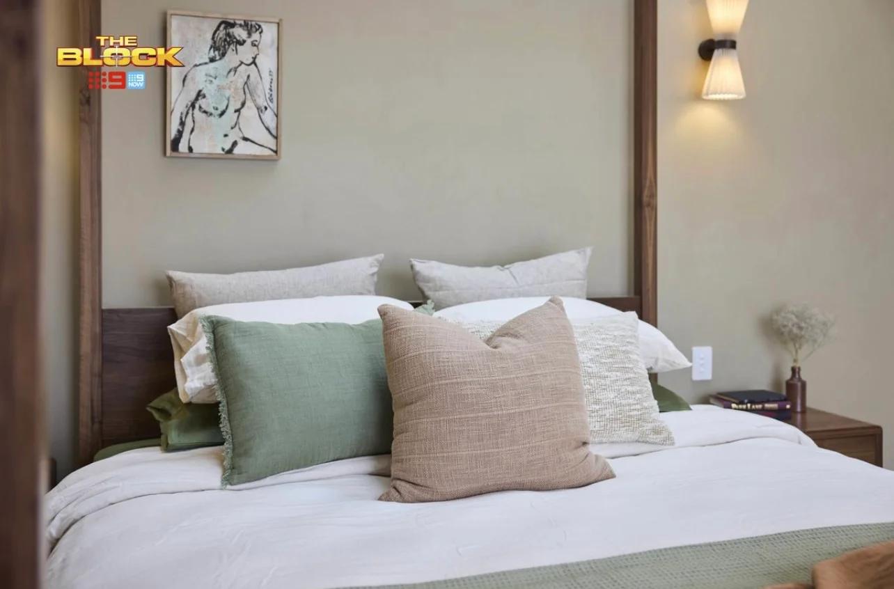 The bedhead and cushions under the Fetel's canopy