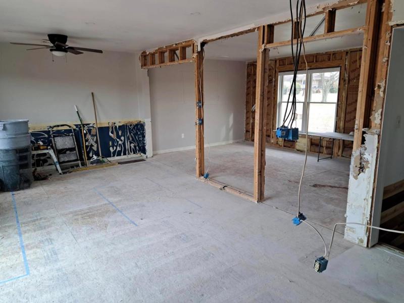 Photo of addition underway with interior walls being framed out