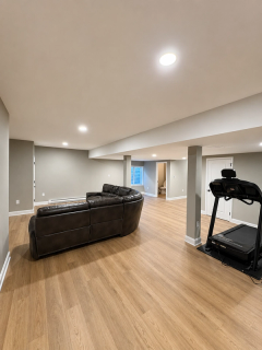 Completed finished basement with 1/2 bath