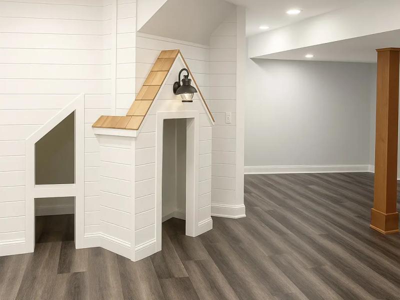 Photo of a children's play area in a finished basement