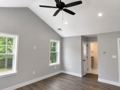 Completed living space with vaulted ceiling