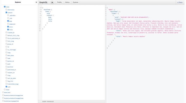Example of posts query in GraphiQL