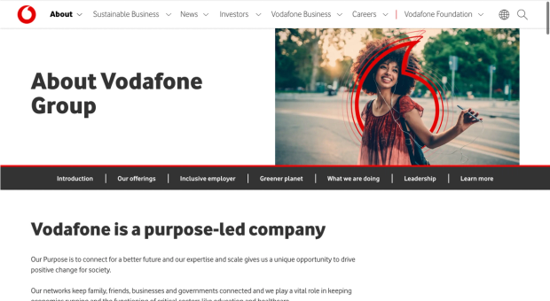 Vodafone website screenshot