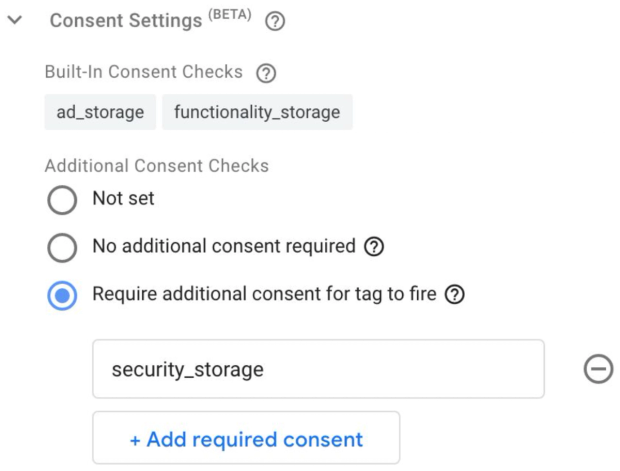 GTM interface with consent controls