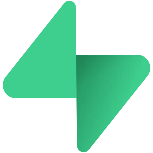 Green abstract lightning bolt logo formed by two overlapping triangular shapes on a transparent background