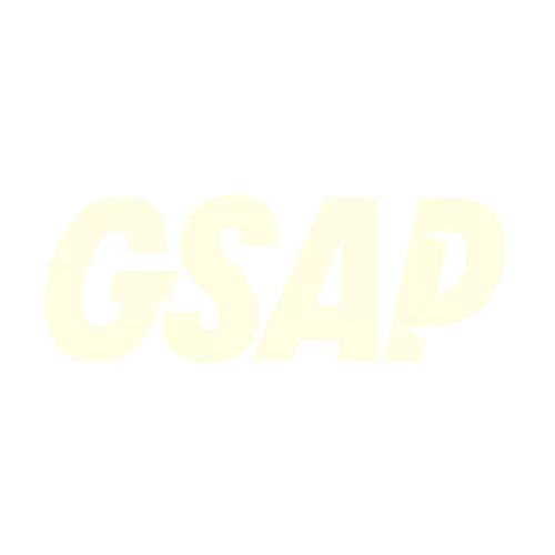 GSAP logo in pale yellow on white background