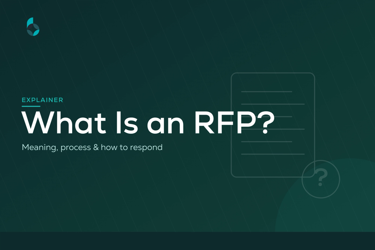 'What Is an RFP?' — BidScript explainer cover with a document and question-mark icon, on RFP meaning and process.