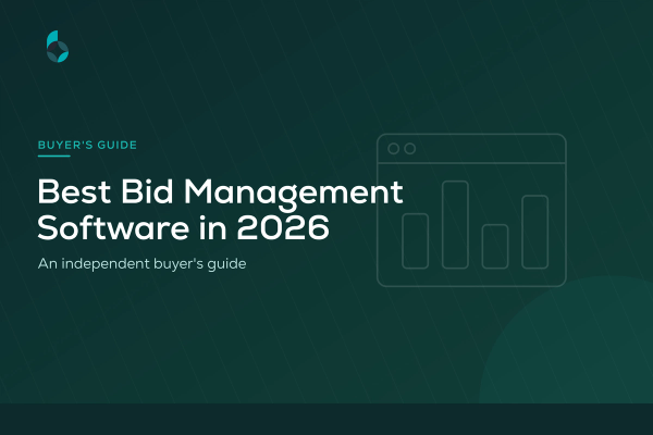 'Best Bid Management Software in 2026' — BidScript buyer's guide cover with a dashboard and bar-chart icon.