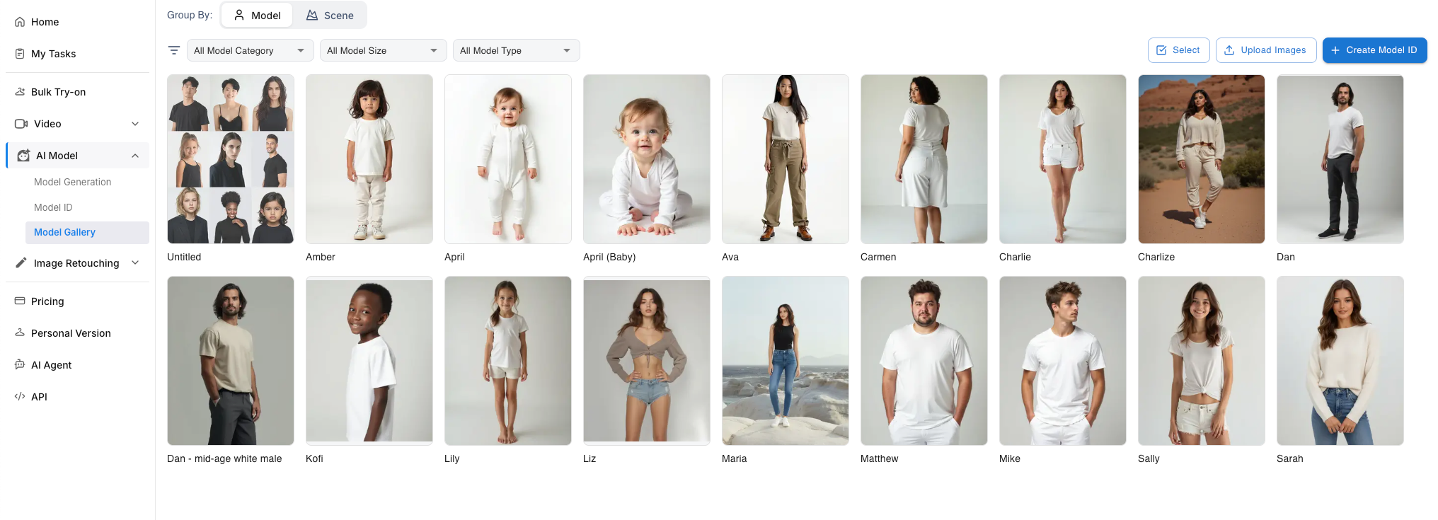 Model Gallery interface