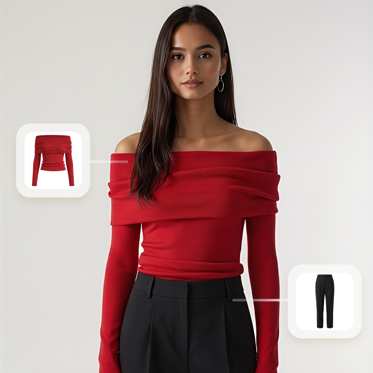 Mix and match a top and bottom in AI outfit generator