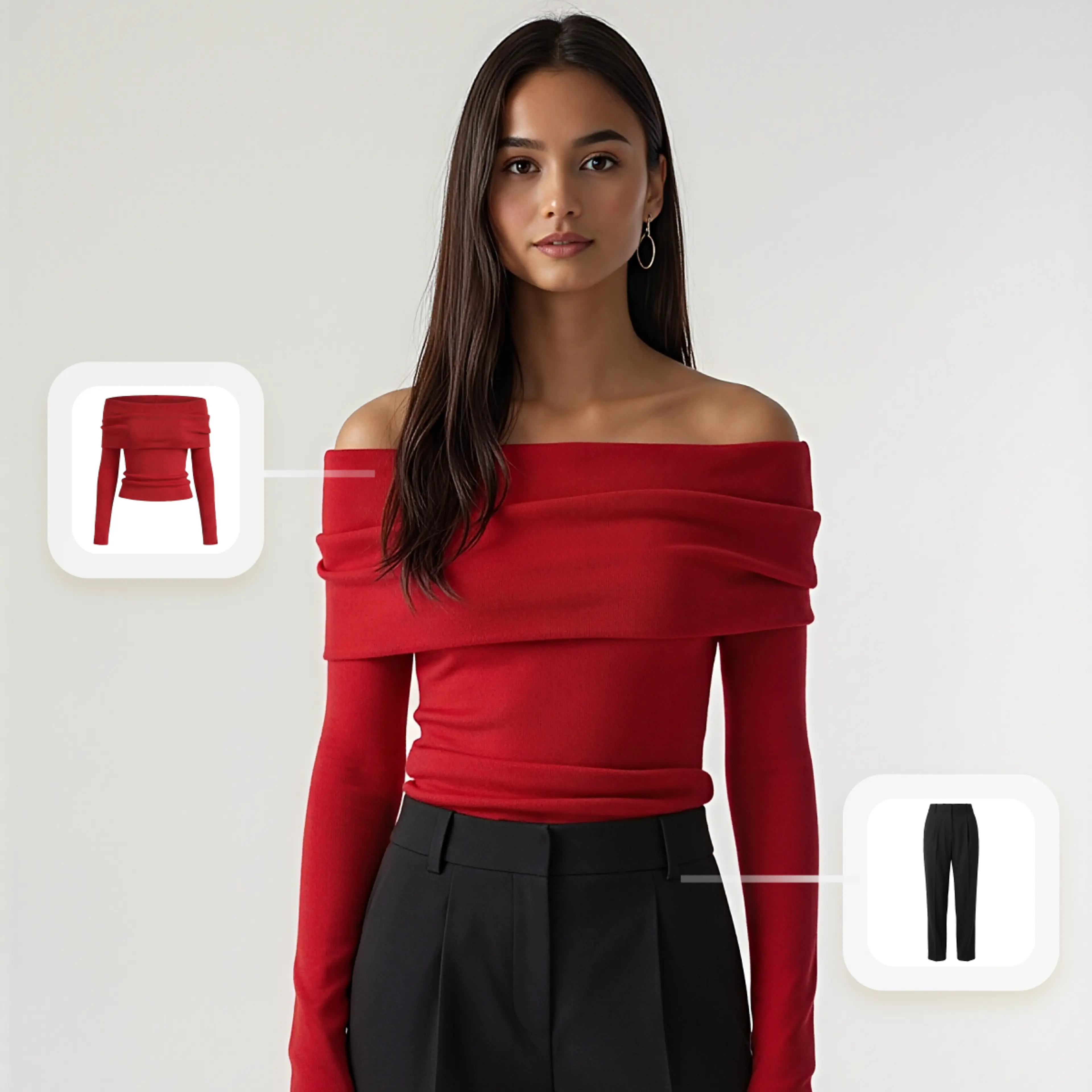 Mix and match a top and bottom in AI outfit generator