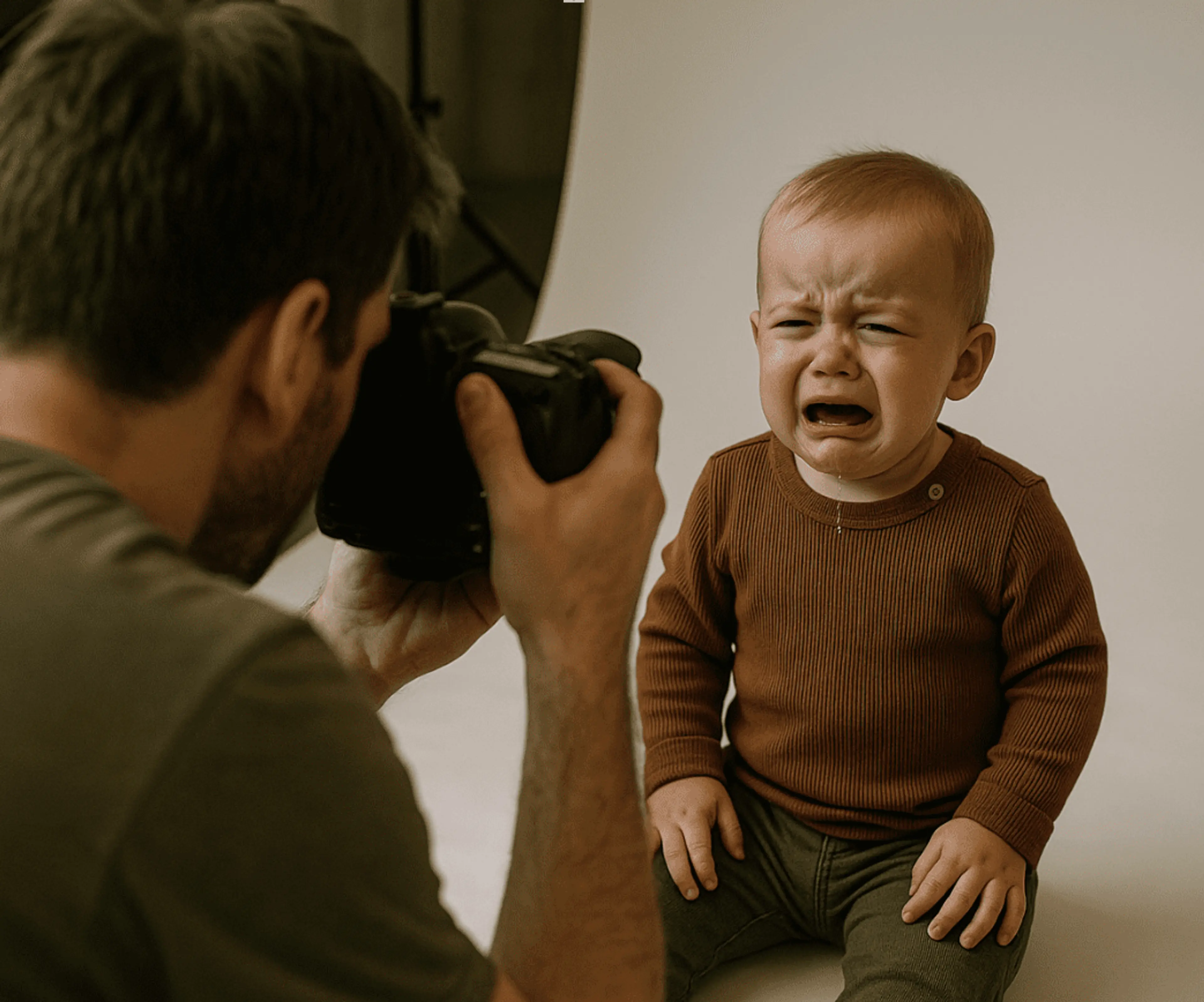 baby model crying hysterically