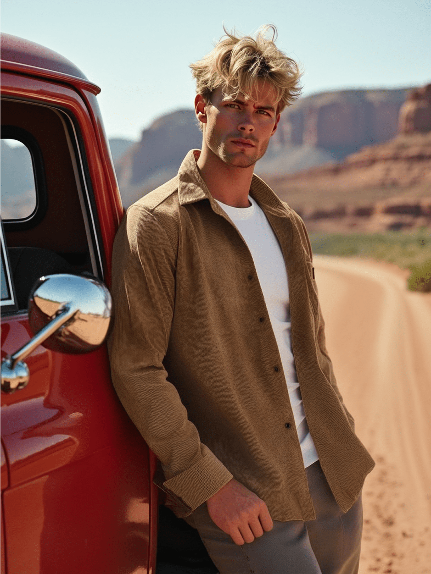 AI fashion model in white dress variation