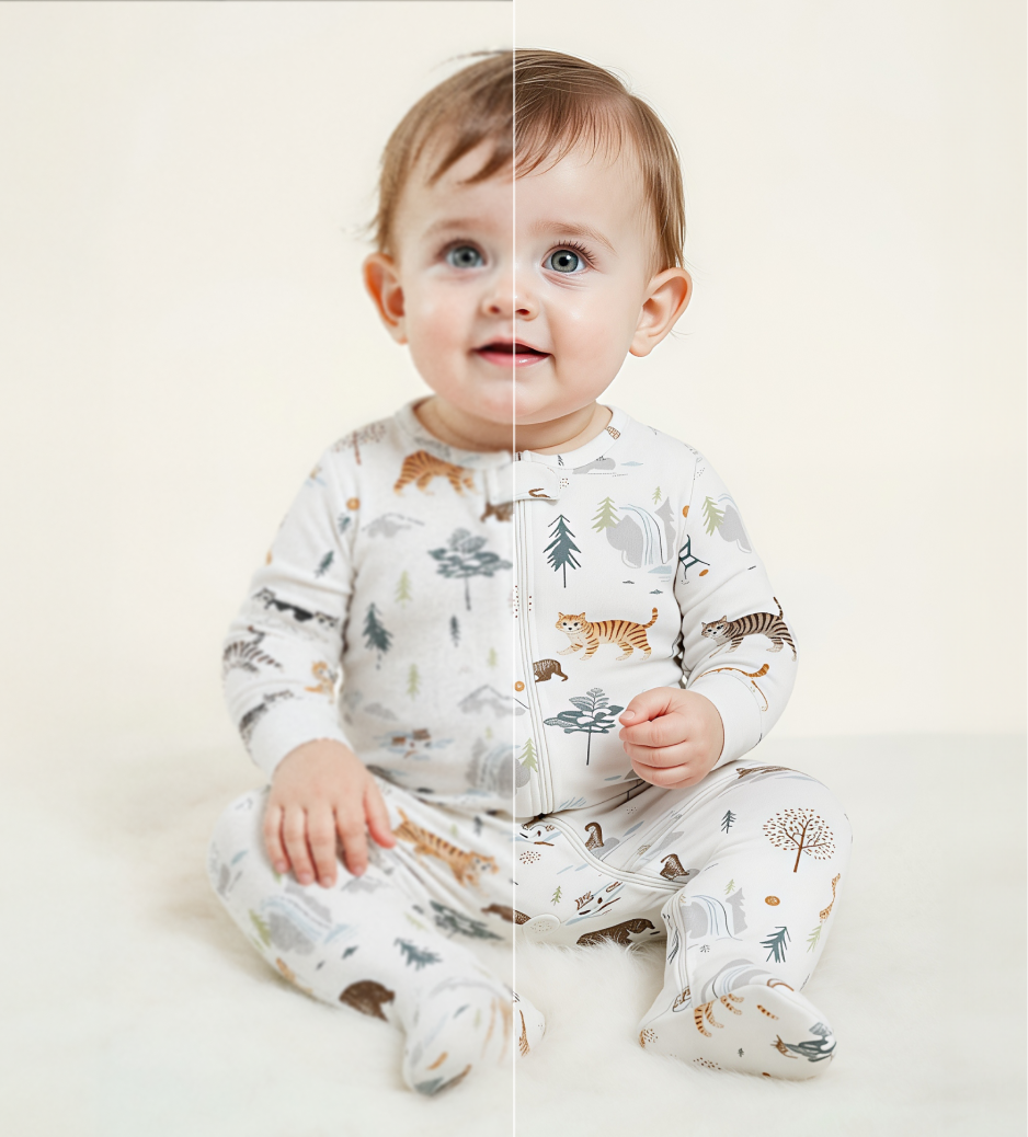 Before and after image upscaling comparison