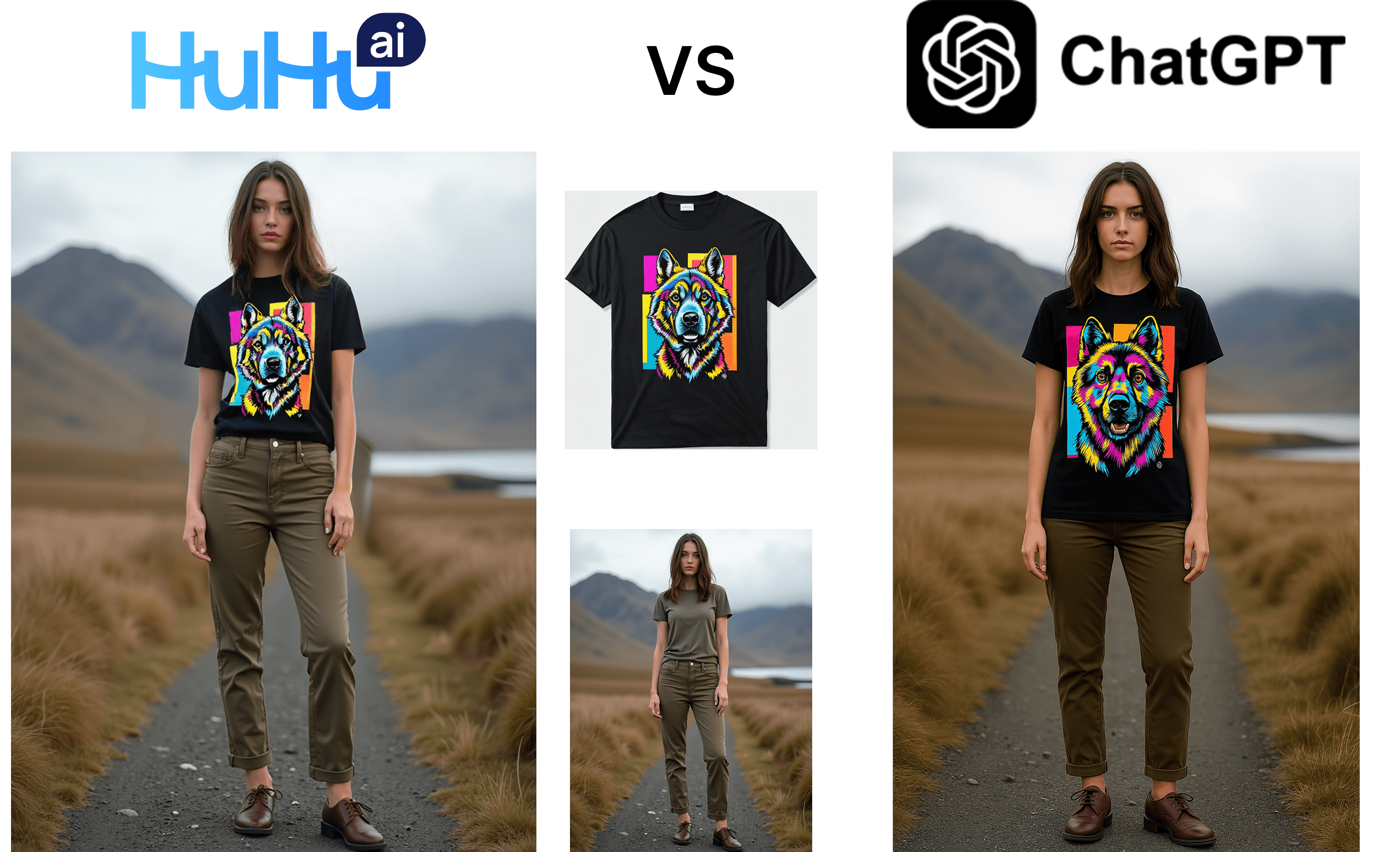 HuHu AI clothing try on tool vs ChatGPT-4o comparison 1