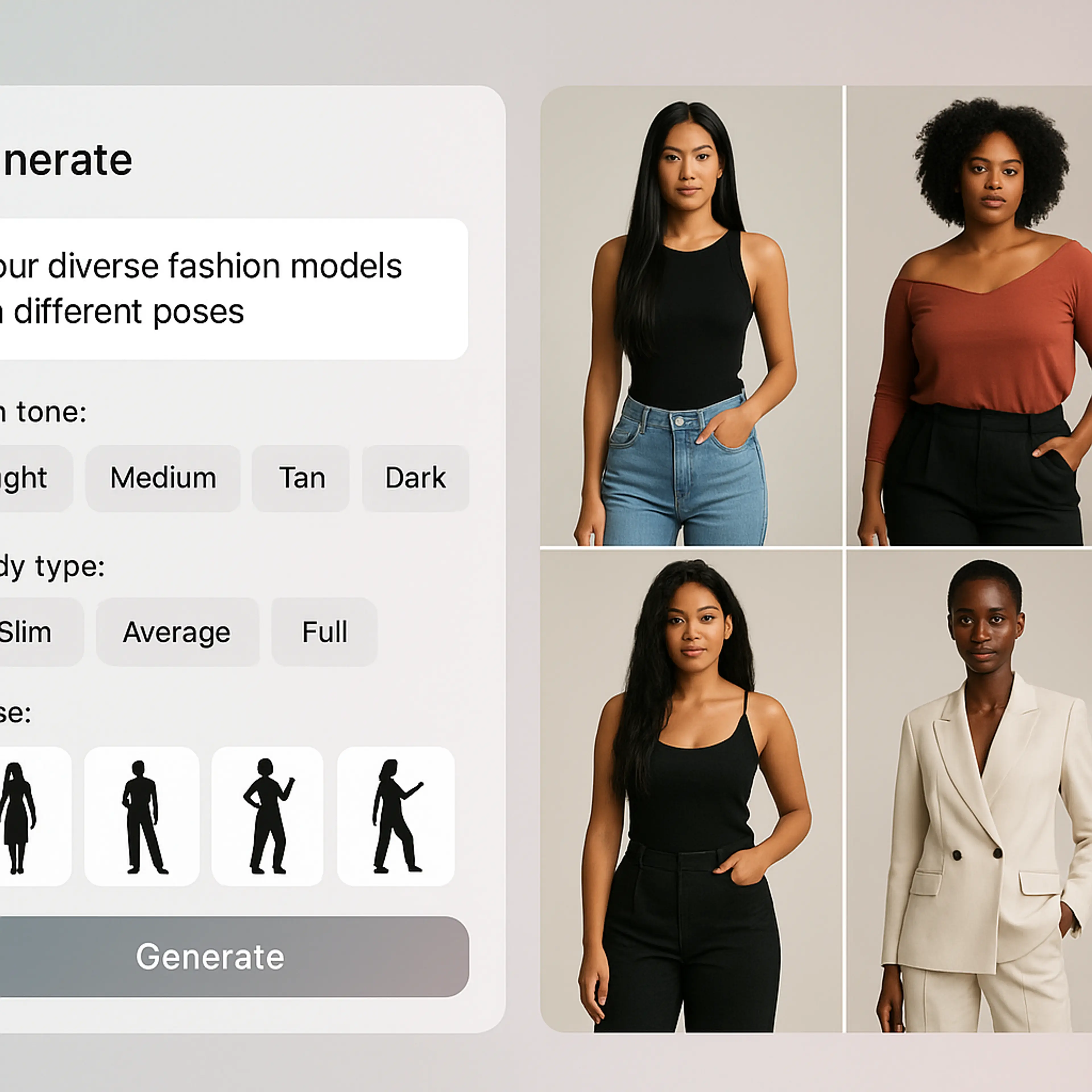 Generate diverse AI lookbook models for your fashion brand