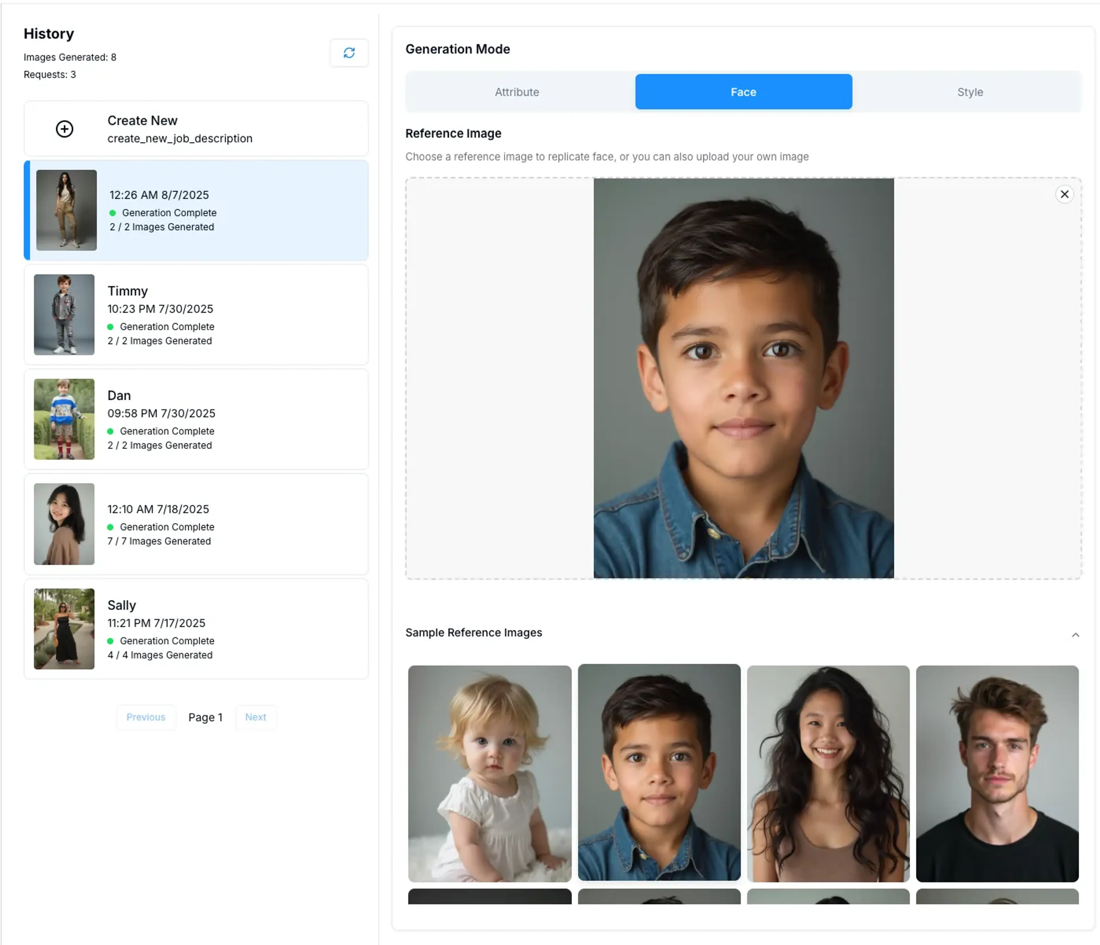 Face tab in model generation