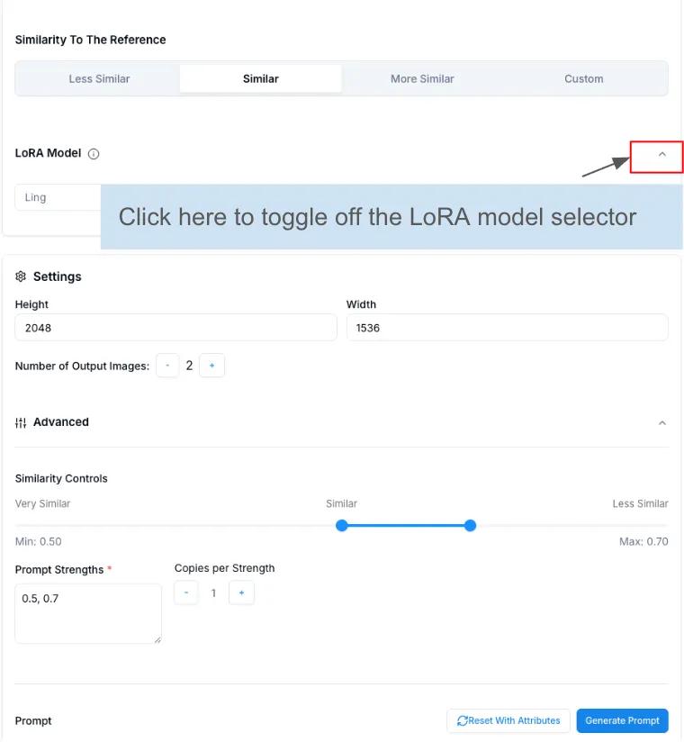 Toggle Off LoRA on Style Model Gen