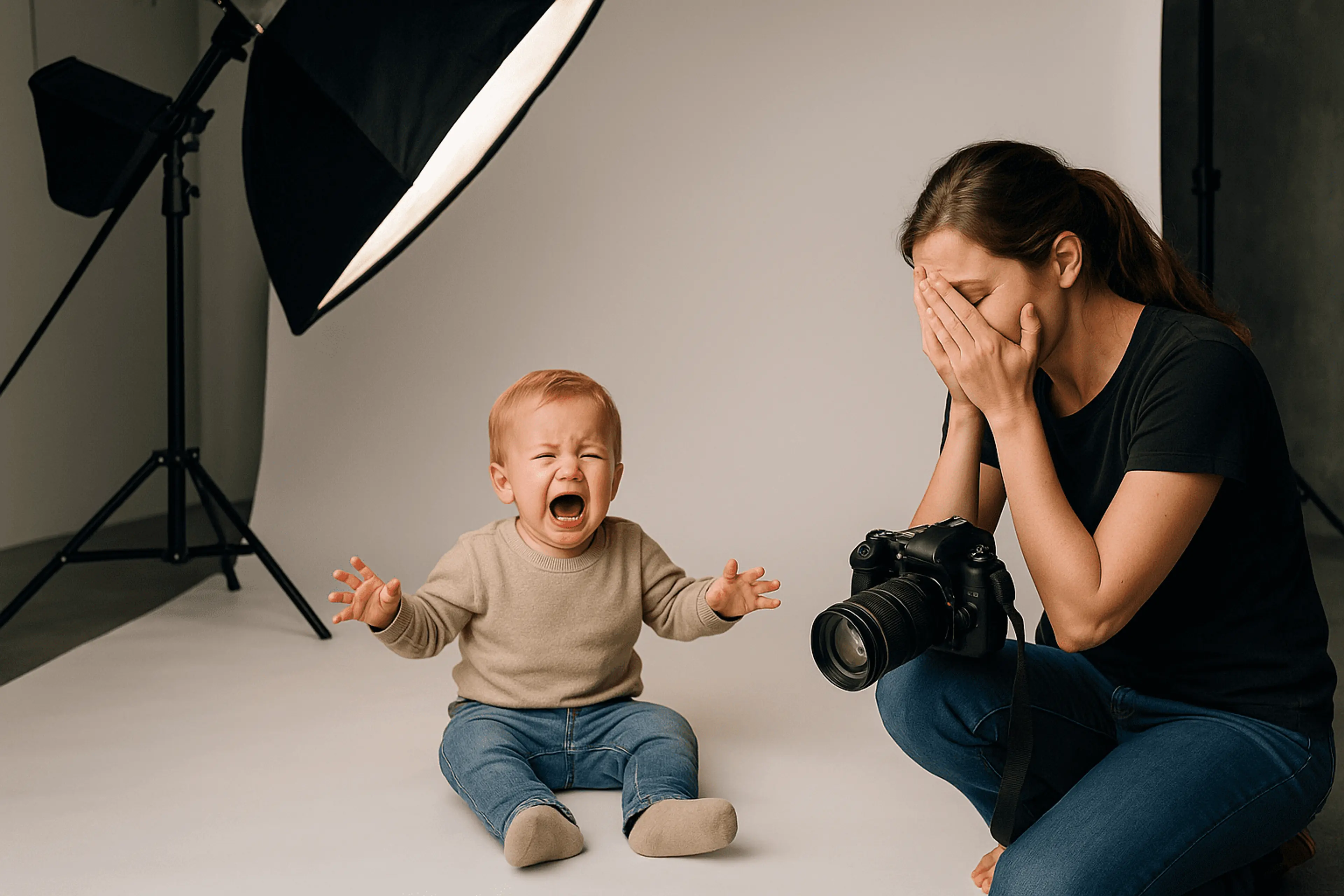 toddler during a photoshoot nap time chaos