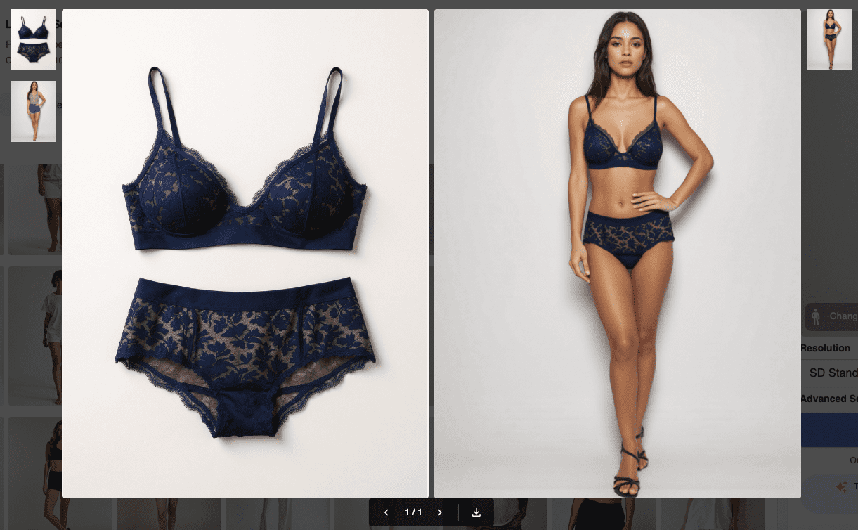 Generate on-model lingerie photos