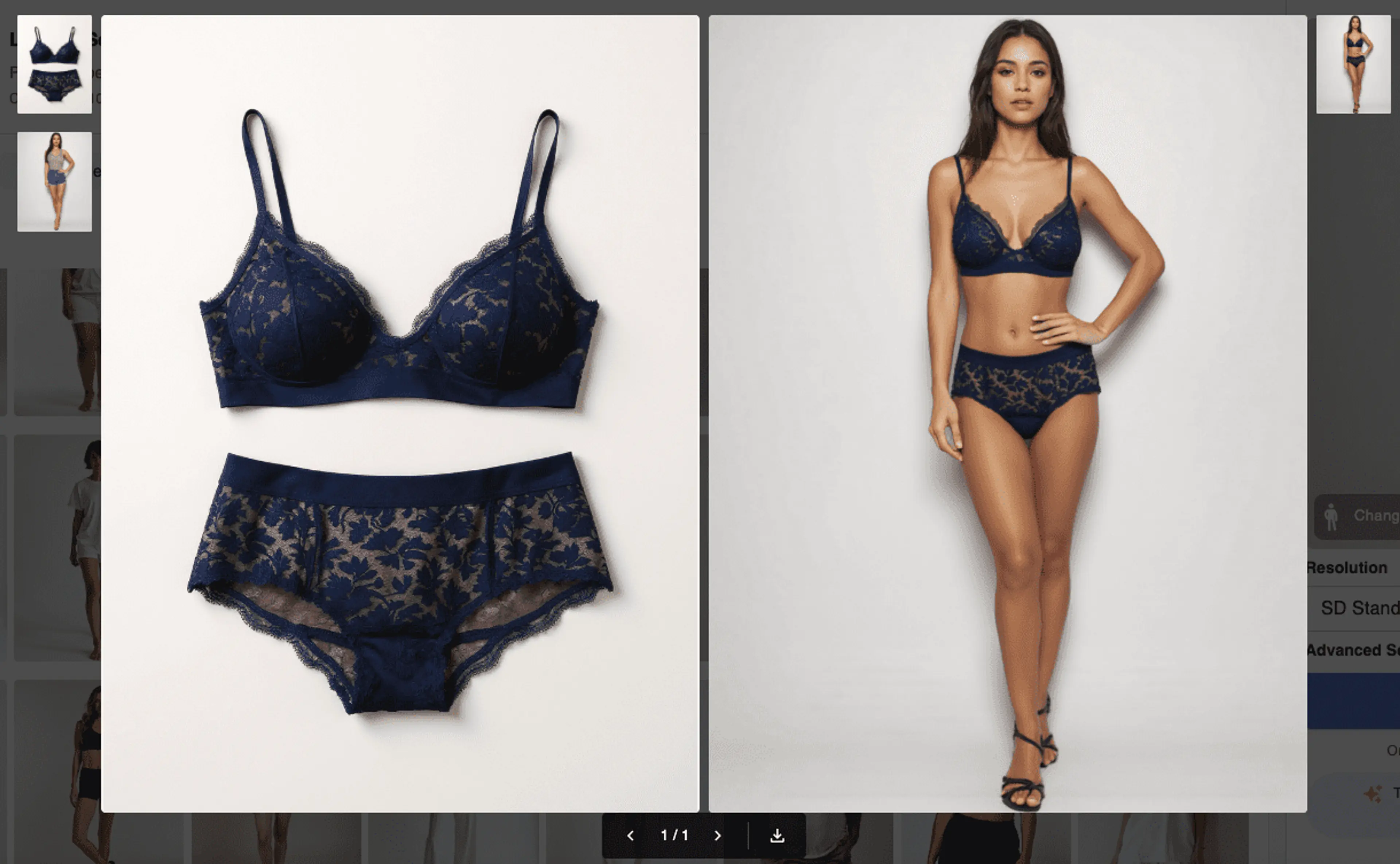 Generate on-model lingerie photos