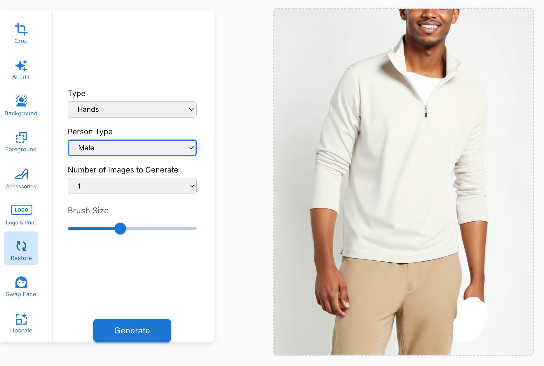 Hand Restoration feature in HuHu AI Studio