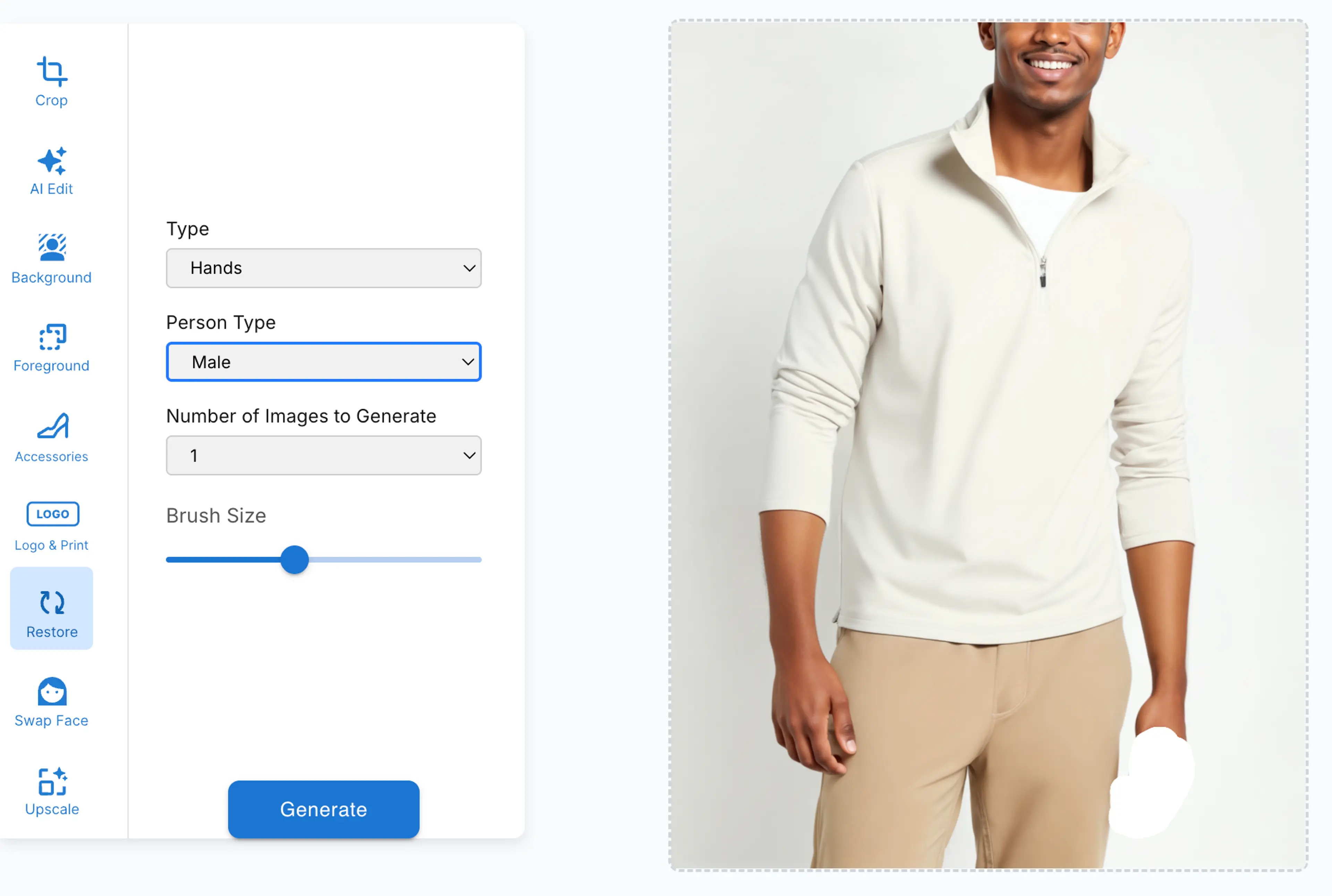 Hand Restoration feature in HuHu AI Studio