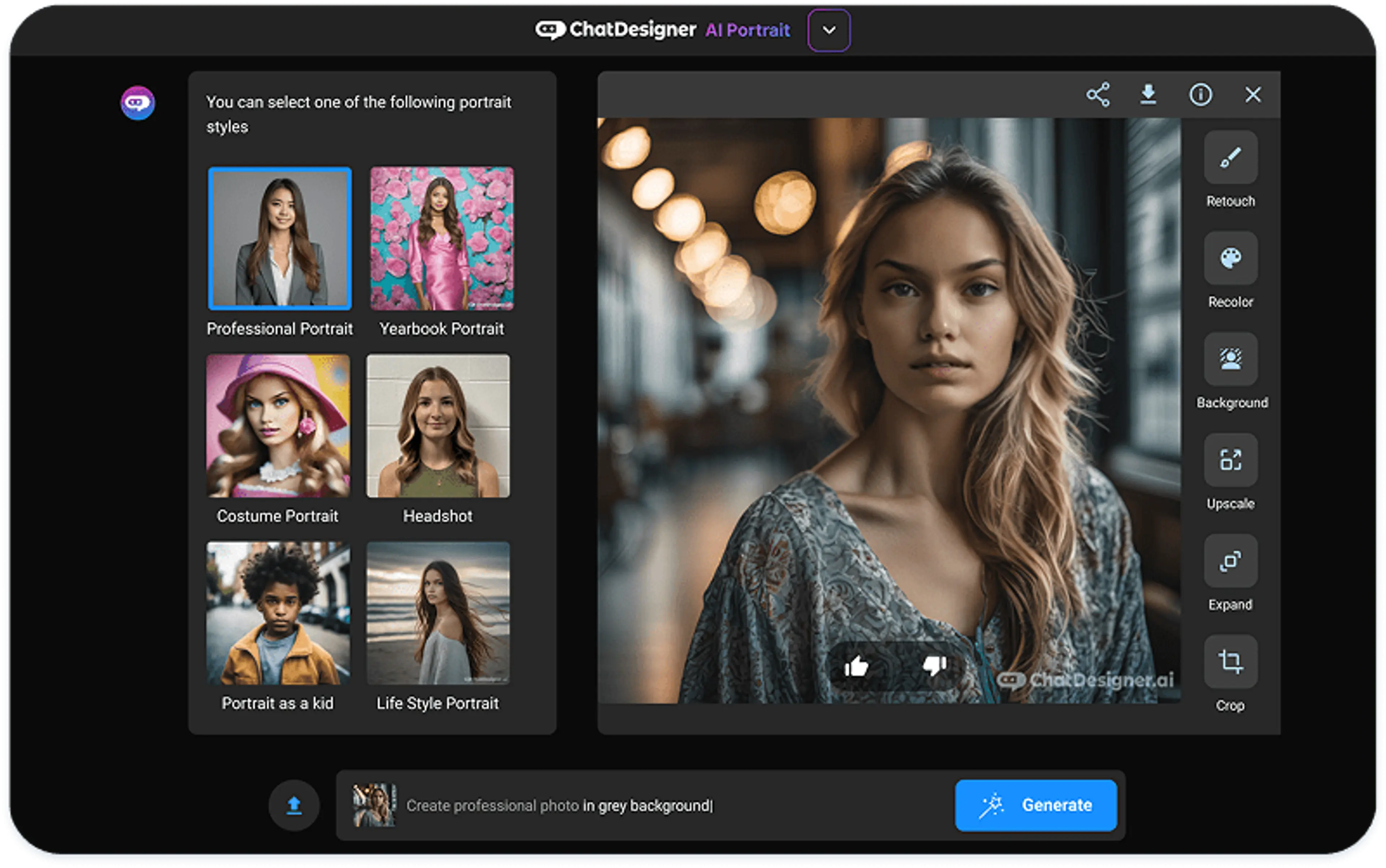 UI of the first version of AI Agent
