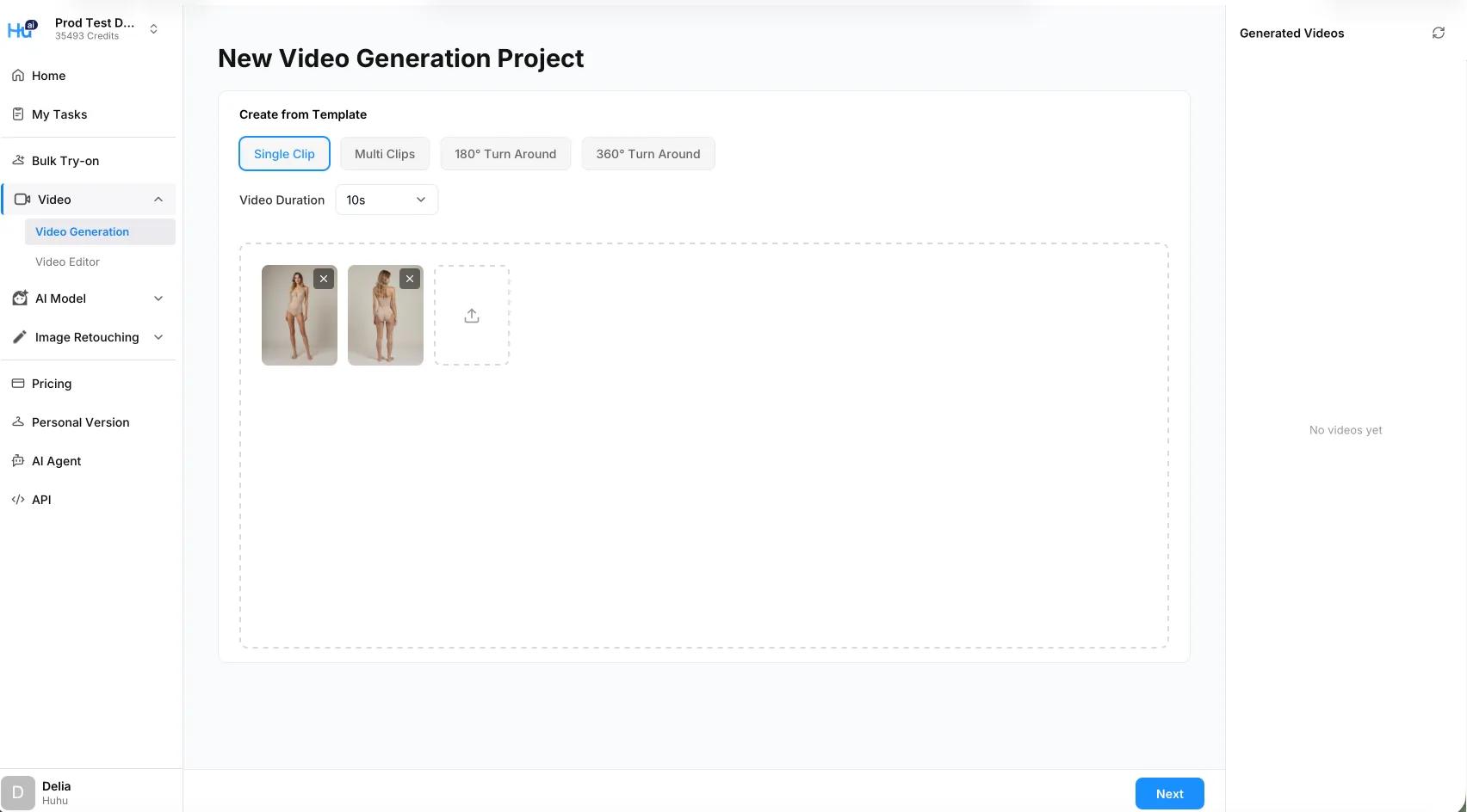 Upload images for video generation