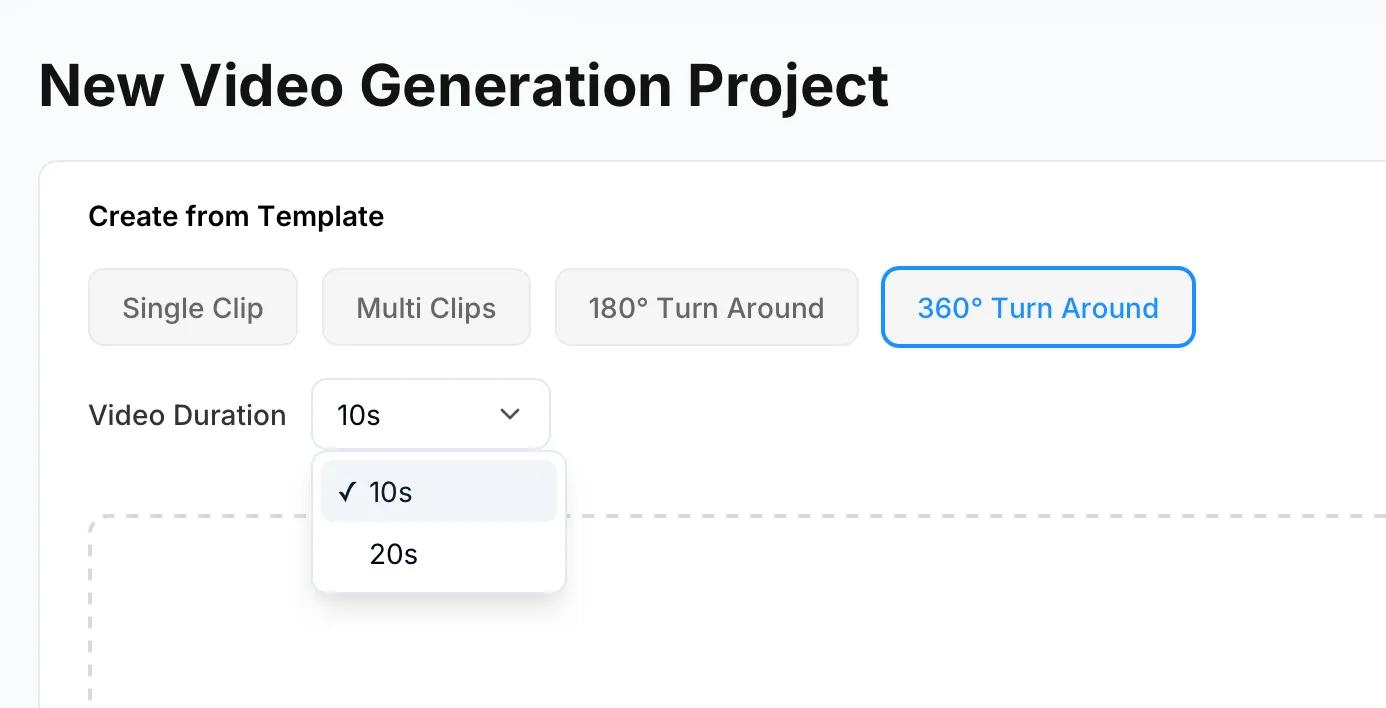 Video templates and duration options