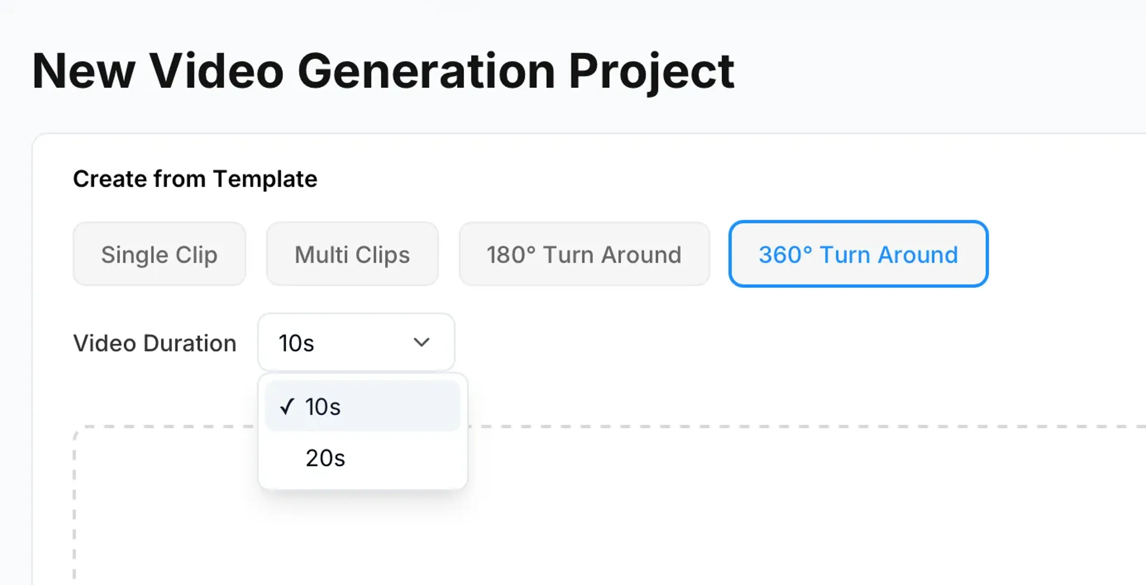 Video templates and duration options