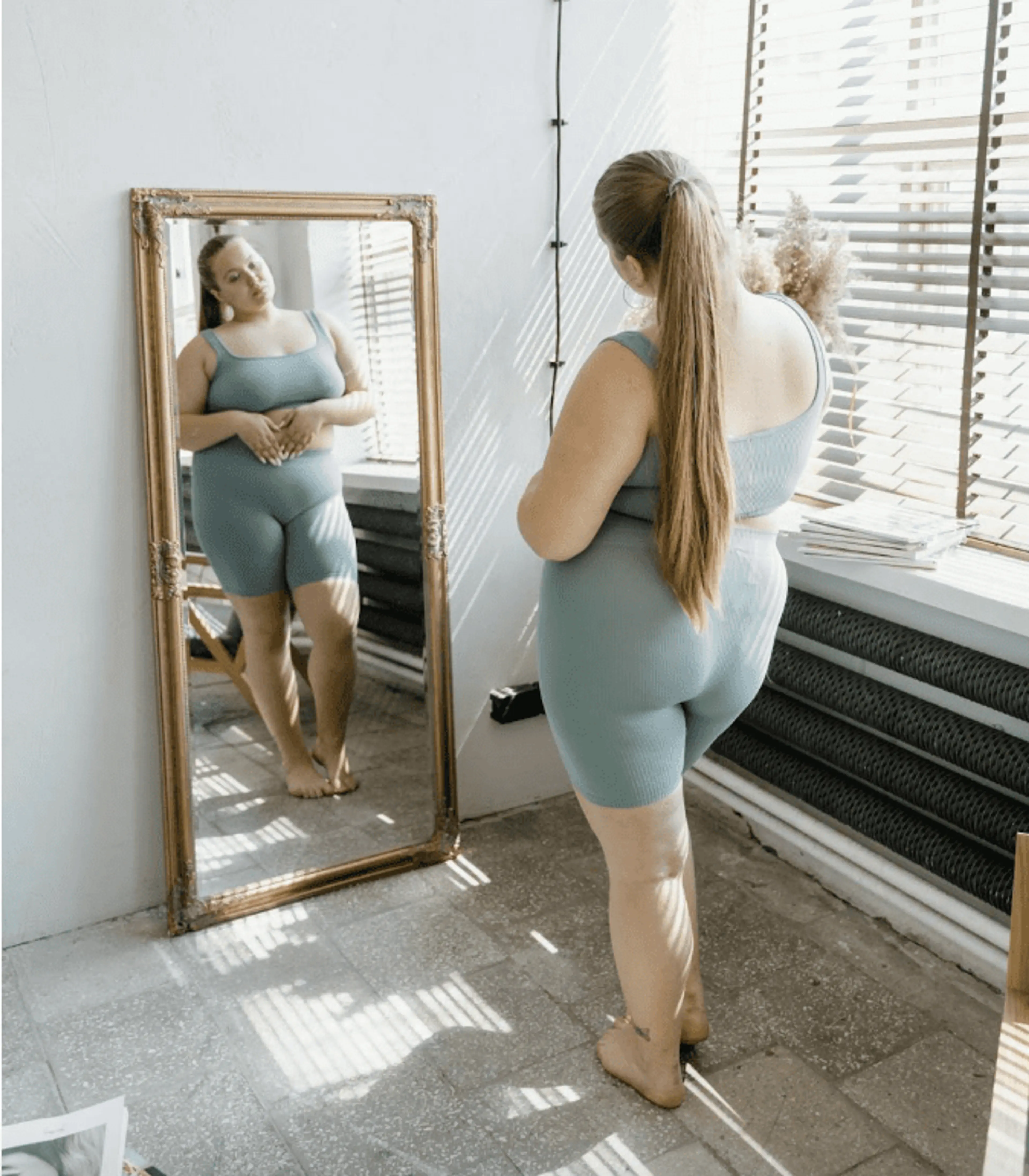 plus size model having body image issues