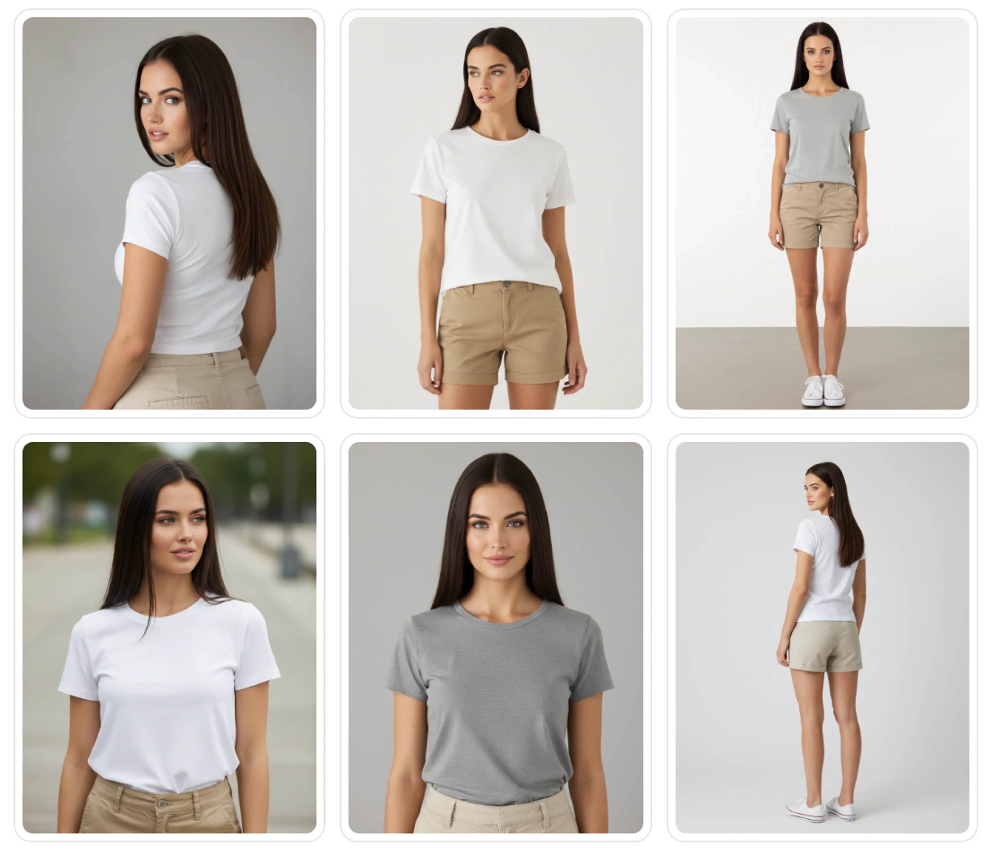 Poses generated by AI with a consistent human model